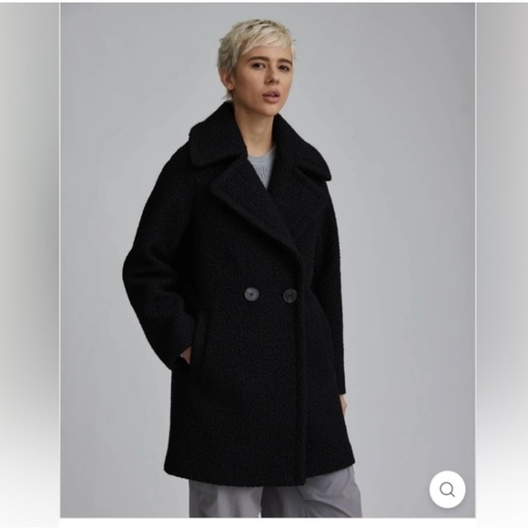 NVLT Jackets & Blazers - NEW NVLT Flat Boucle Double Breasted Over Coat Jacket Womens L Black Winter